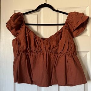 Abercrombie Babydoll Crop Top with Flutter Sleeves